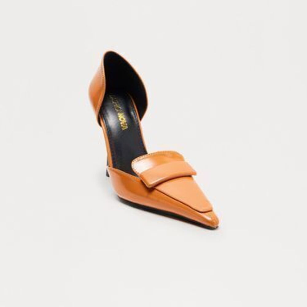 Heath Faux Patent Stiletto Pumps - Tan - 10